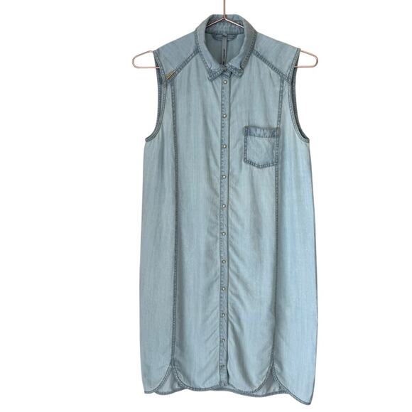 Cop. Copine Lourdes Chambray Sleeveless Denim Shirt Dress Size 36 = Small - Picture 1 of 4
